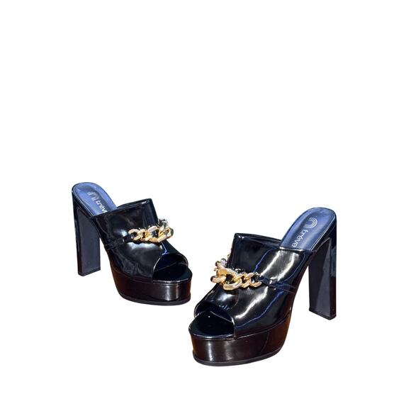 Black platform patent leather heel by Treve size 9 - Picture 1 of 8